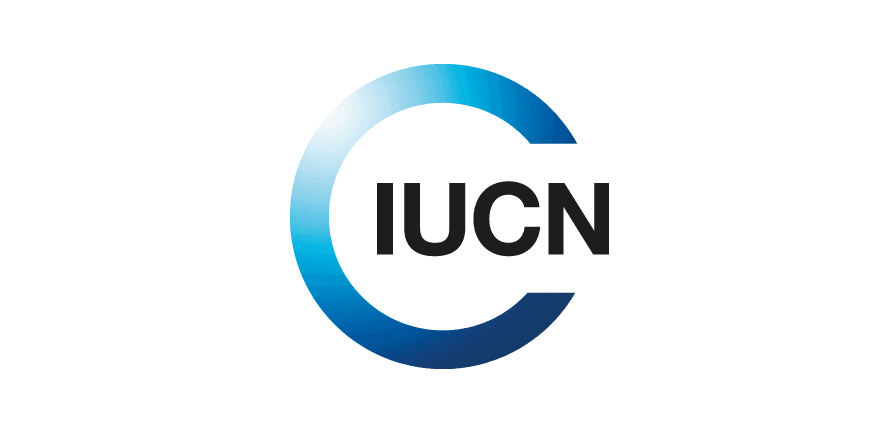 A semi-circle logo with a blue gradient and black letters that read "IUCN."