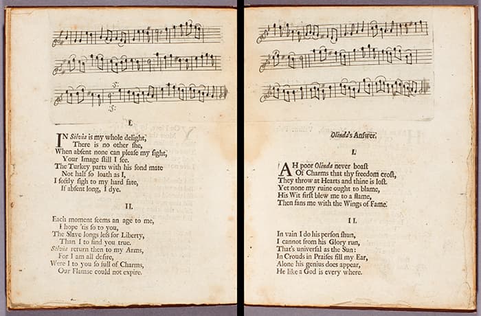 Detail of a collection of twenty four songs from 1685