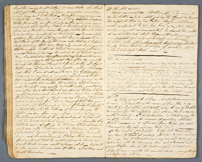 Detail of entries in Thomas Parsons’ diary written in 1769.