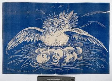 [Chicken on a nest of hatching clown heads]