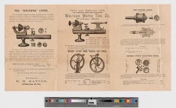 Price list, February, 1888. (All previous lists are cancelled.) Waltham Watch Tool Co., Waltham, Mass