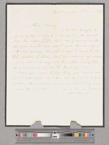 Letter regarding hiring out enslaved people by A. Preston