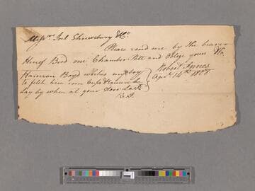 Requisition for chamber pott [sic] by Robert Innes via Bird