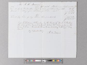 Receipt for payment for hiring Allen, butter, and tobacco by Alexander Quarrier