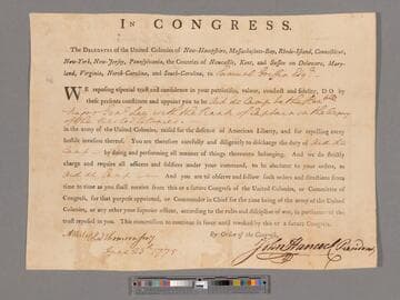 Congressional commission appointment of Samuel Griffin aide-de-camp to Major General Charles Lee, Philadelphia