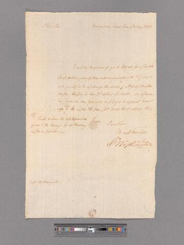 Letter from George Washington, headquarters Morristown, to Brigadier General Alexander McDougall