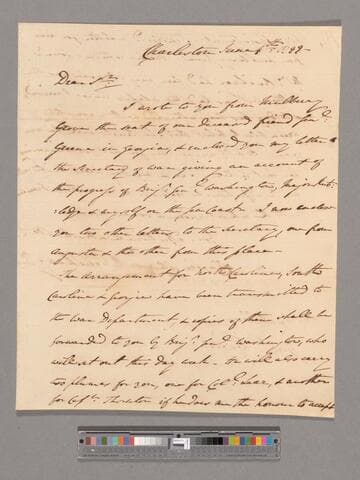 Letter from Charles Cotesworth Pinckney, Charleston, to George Washington