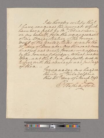 Certificate for Tobias Lear