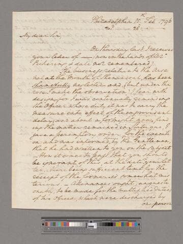 Letter from George Washington, Philadelphia, to Tobias Lear