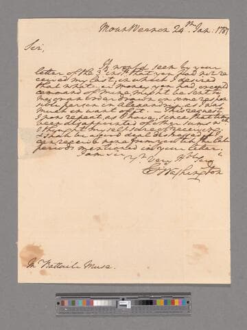 Letter from George Washington, Mount Vernon, to Battaile Muse