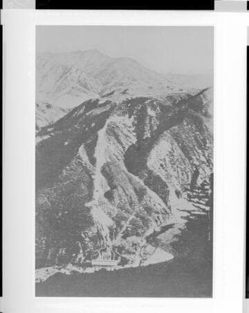 An overview of Santa Ana River #1 Hydro Plant from the opposite rim of the canyon
