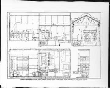 A drawing of the floor plan of the Santa Barbara Steam Plant