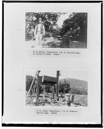 P4 - Pumping Plants - page 48 of Laws Book. two copy prints of Pumping Plant customers