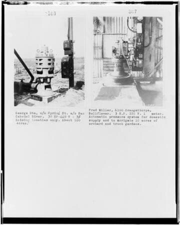 P4 - Pumping Plants - page 3 of Laws Book. Two copy prints of Pumping Plant customers