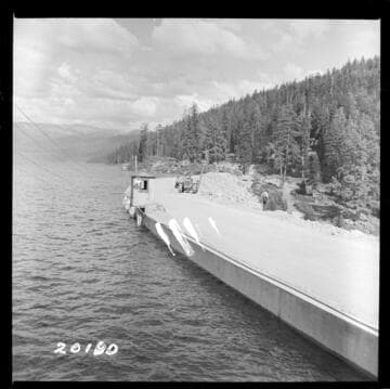 Big Creek, Huntington Lake Dams - Progress of backfills on Huntington Lake Dams by Stone & Webster Co