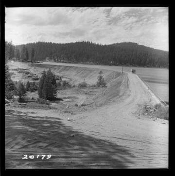 Big Creek, Huntington Lake Dams - Progress of backfills on Huntington Lake Dams by Stone & Webster Co