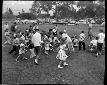 Kids playing at a picnic