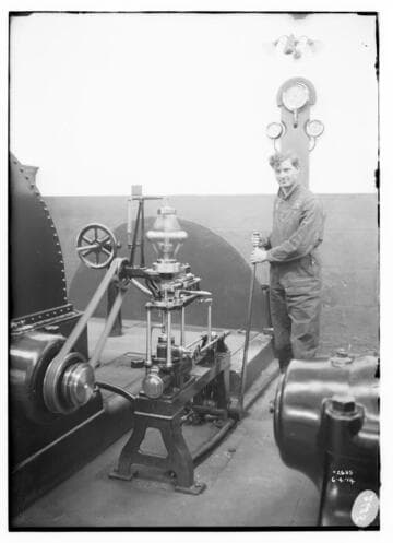 An operator at Lombard Governor #4 at the Santa Ana River #1 Hydro Plant