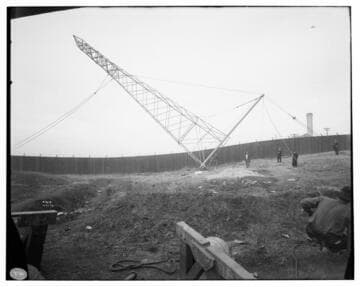 Erecting tower at Los Angeles #3 for Long Beach Transmission line