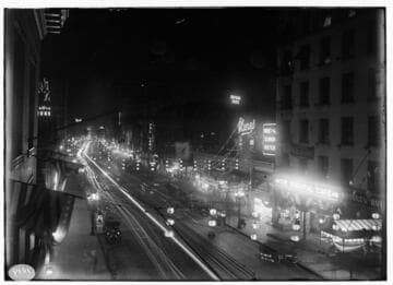 A night photo of Main Street