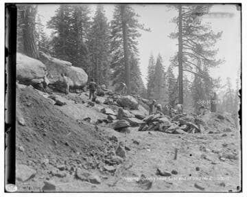 Big Creek Huntington Lake Dams - Stripping quarry near East end of Dam #2, Huntington Lake. Job H