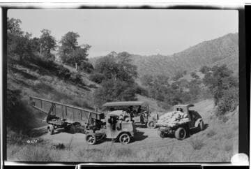 Crane on truck at hairpin turn