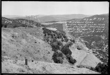 Big Creek Transmission Line Towers.Looking North from new West Line Mile 190.Tower 5