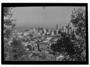 San Francisco city view with Bay Bridge in distance