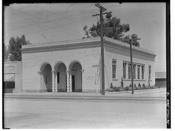 Exterior view of First National Bank, Artesia, California