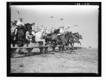Boys jumping horses, Urban Military Academy, Brentwood, Los Angeles