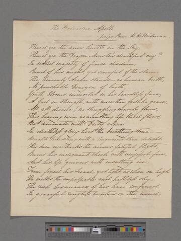 Milman, Henry Hart. The Belvidere Apollo, prize poem