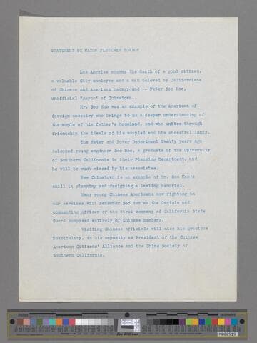 Statement by Mayor Fletcher Bowron