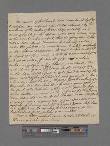 [Unknown author]. From a letter published in a periodical work at Altona, said to be from Paris: [quotation]