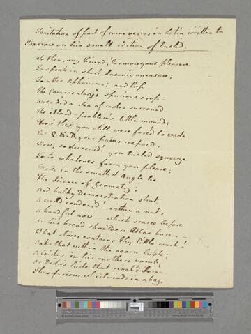 [Unknown author]. Imitation of part of some verses in Latin written to Isaac Barrow on his small edition of Euclid :[a poem]