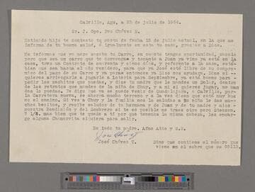 Letter from José Chávez Torres (Calvillo, Aguascalientes) to Paco Chávez Esparza (San José, California)