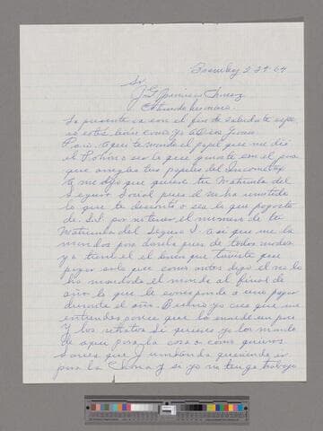 Letter from José Chávez Esparza (Brawley, California) to Paco Chávez Esparza (San José, California)