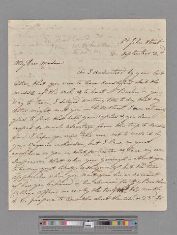 Alison, Dorothea (Gregory). Letter to Elizabeth (Robinson) Montagu