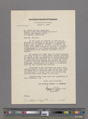 Letter from Byron C. Hanna to Peter SooHoo