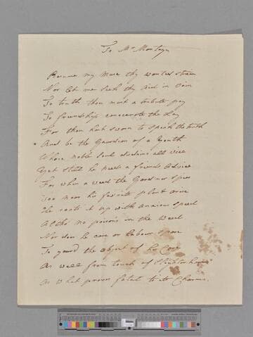 Alison, Dorothea (Gregory). To Mr. M. Montagu [: a poem]