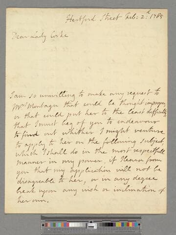 Montagu, John, 4th Earl of Sandwich. Letter to Anne (Courtenay) Boyle, Countess of Cork
