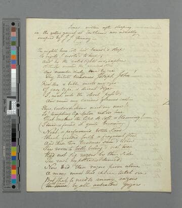 Opie, Amelia (Alderson). "Lines written after sleeping in the yellow garret at Earlham now usually occupied by J: J: Gurney --" : poem