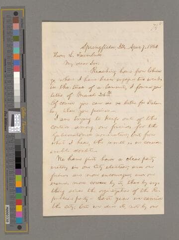 Abraham Lincoln, Springfield, Illinois, letter to Lyman Trumbull