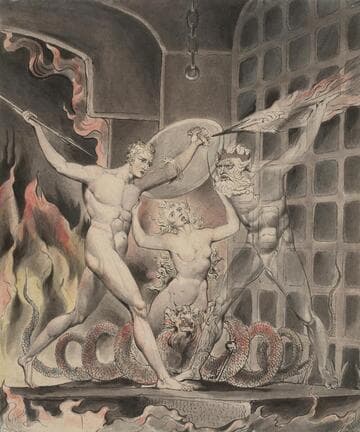 Illustration 2 to Milton's "Paradise Lost": Satan, Sin, and Death: Satan Comes to the Gates of Hell