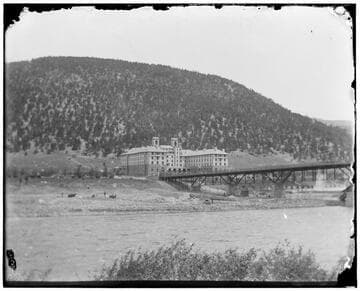 Large building and bridge