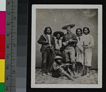 John P. Clum, Indian agent, with Apache scouts at Tucson, Arizona, October 1874