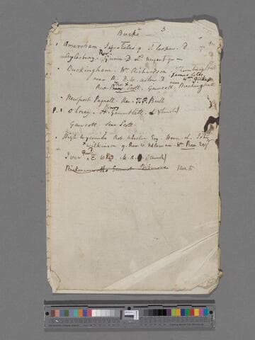 [Clarkson, Thomas].  [Notes on supporters, arranged by county]