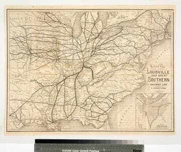 Map of the Louisville and Great Southern Railroad line & connections