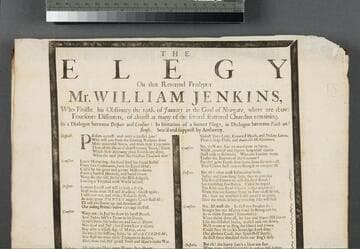 The elegy on that reverend presbyter Mr. William Jenkins, who finisht his obstinacy the 19th. of January in the goal of Newgate, where are above fourscore dissenters, of almost as many of the several scattered churches remaining. In a dialogue between despair and comfort: in imitation of a former elegy, in dialogue between faith and sense. Seiz'd and supprest by authority