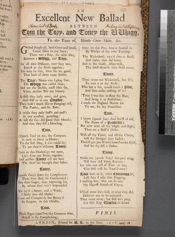 An excellent new ballad between Tom the Tory, and Toney the VVhigg, to the tune of, Shittle-come-shite, &c