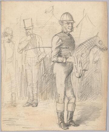 Three Men, One in Jockey's Dress